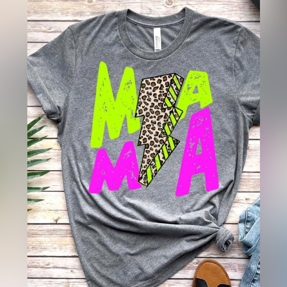 Truelove Apparel Co Mama Lightning Bolt Leopard T-shirt